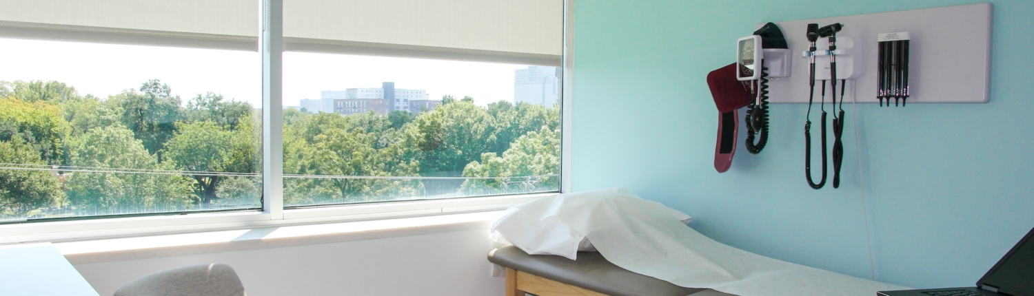 Patient exam room at Uptown Physicians Group who offers primary medical care.